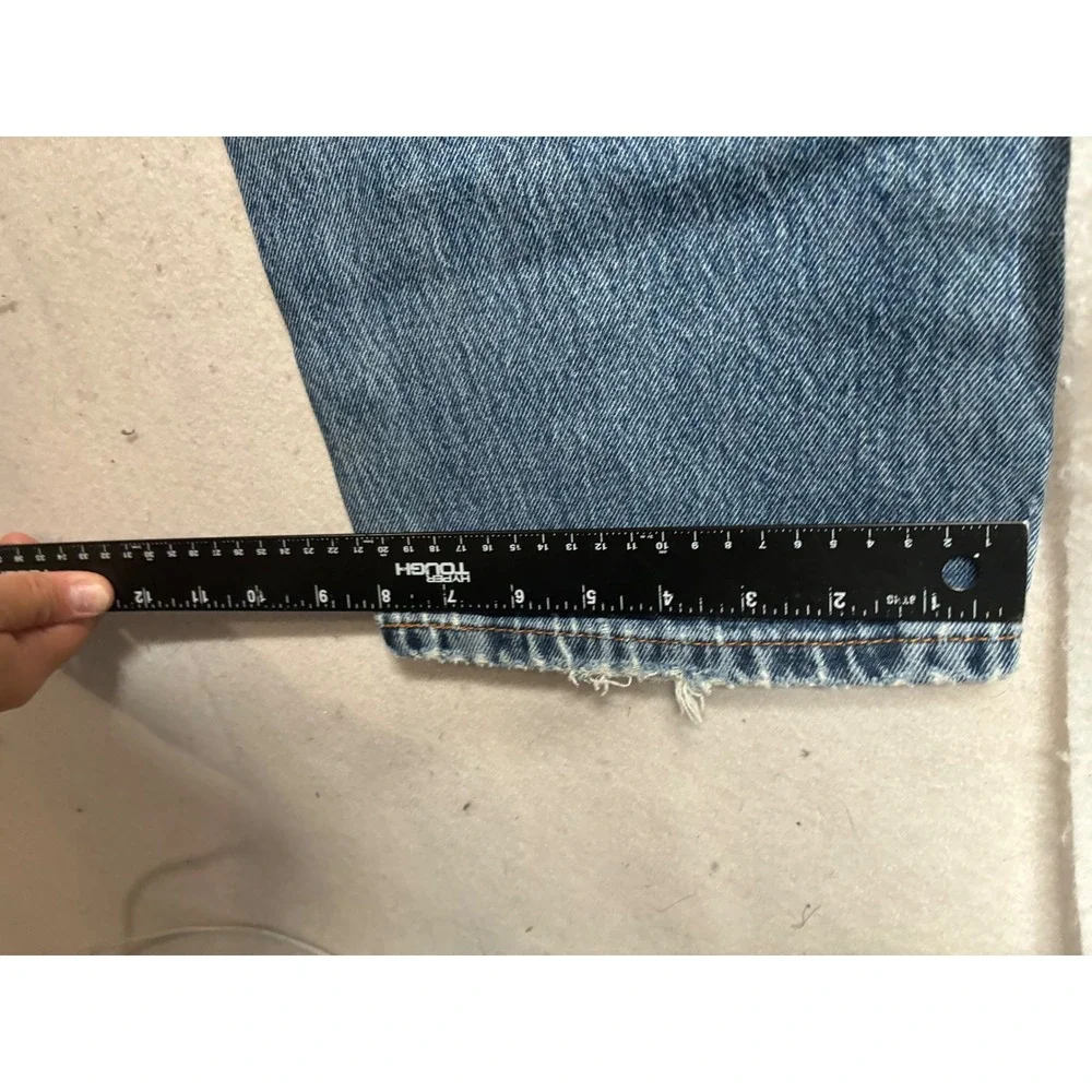 Levis 505 Regular Fit Straight Leg Jeans Mens 34x35 Blue Denim Distressed A09178